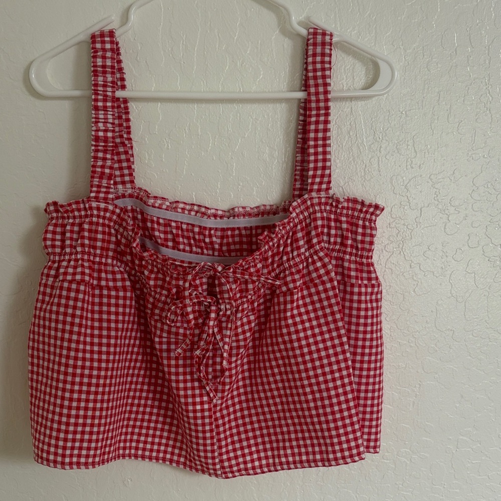 SHEIN Red Gingham Tank Top